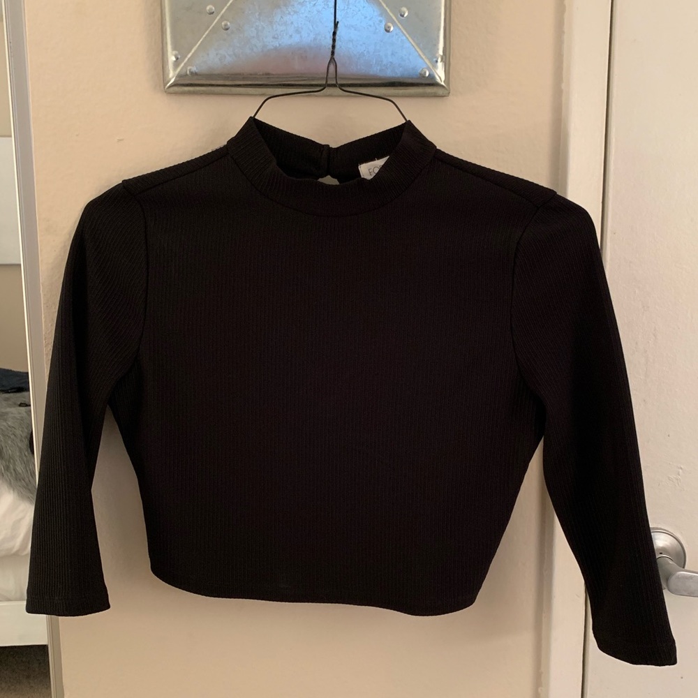 Black Crop Top with Open Back